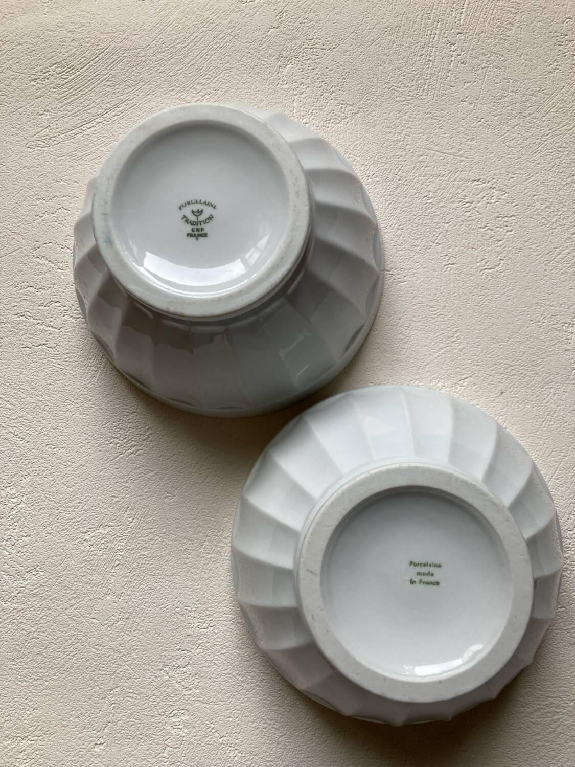 Large vintage white faceted Limoges porcelain bowls