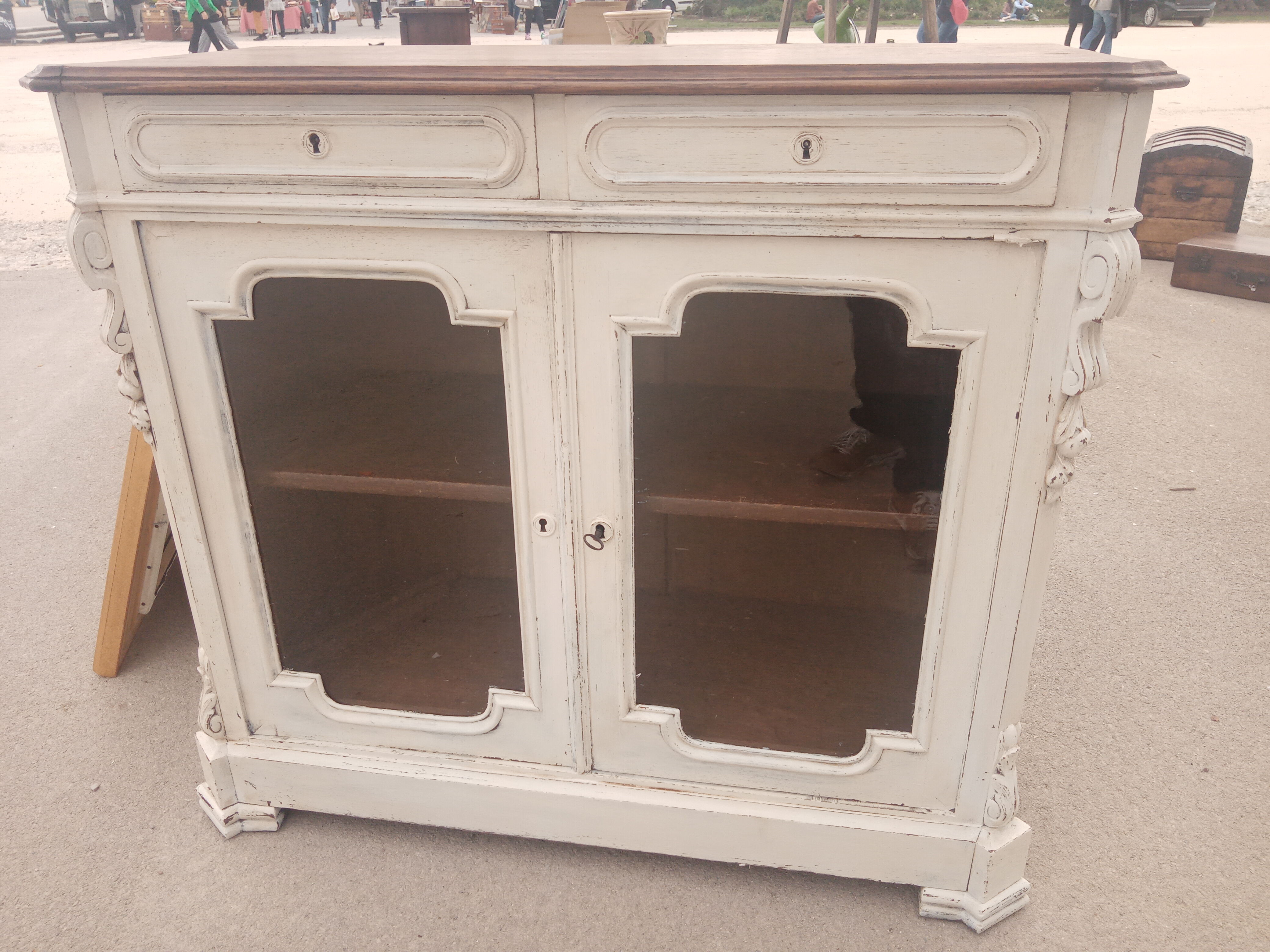 Old buffet 2 doors windows patina Shabby chic