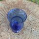 Photophore, Bougeoir en verre soufflé et bulle bleu cobalt de la verrerie de BIOT, signe, collector