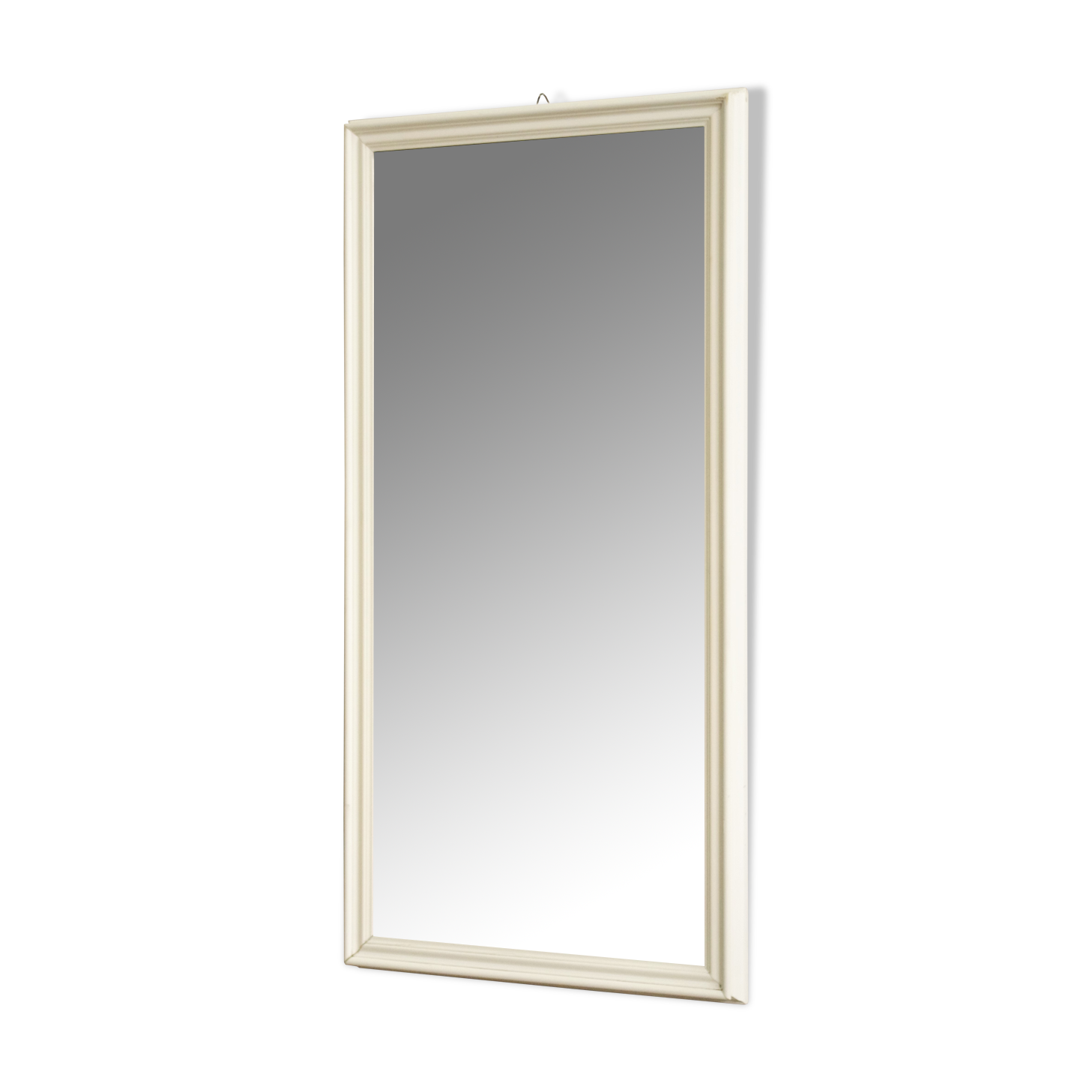 Miroir cadre en bois peint blanc, Giuseppe Restelli Cristani, années 1970, 119x60 cm