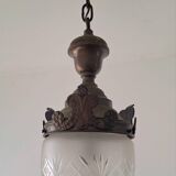 Luminaire gland art déco à suspendre, lustre ancien