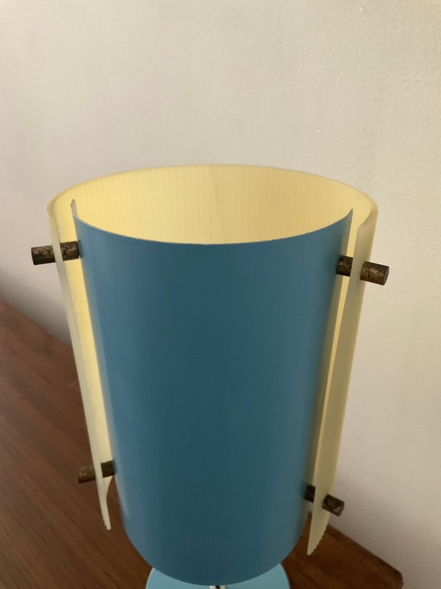 Vintage lamp 50s-60s metal sky blue and plexiglass