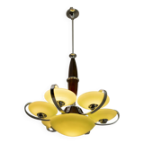 Art Deco Italian Chrome and "Incamiciato" Glass Chandelier, 1930s