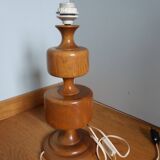 Turned wooden foot lamp from the 70s space age