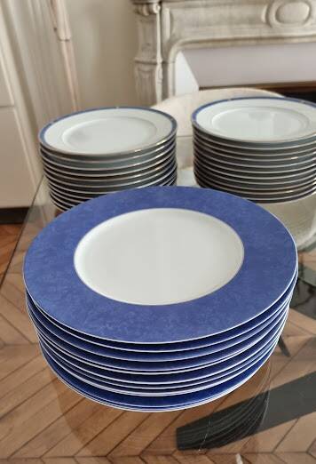 Christofle Océana Bleu dinner service, porcelain and fine gold