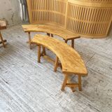 Set of round table and 4 rounded benches, 1950