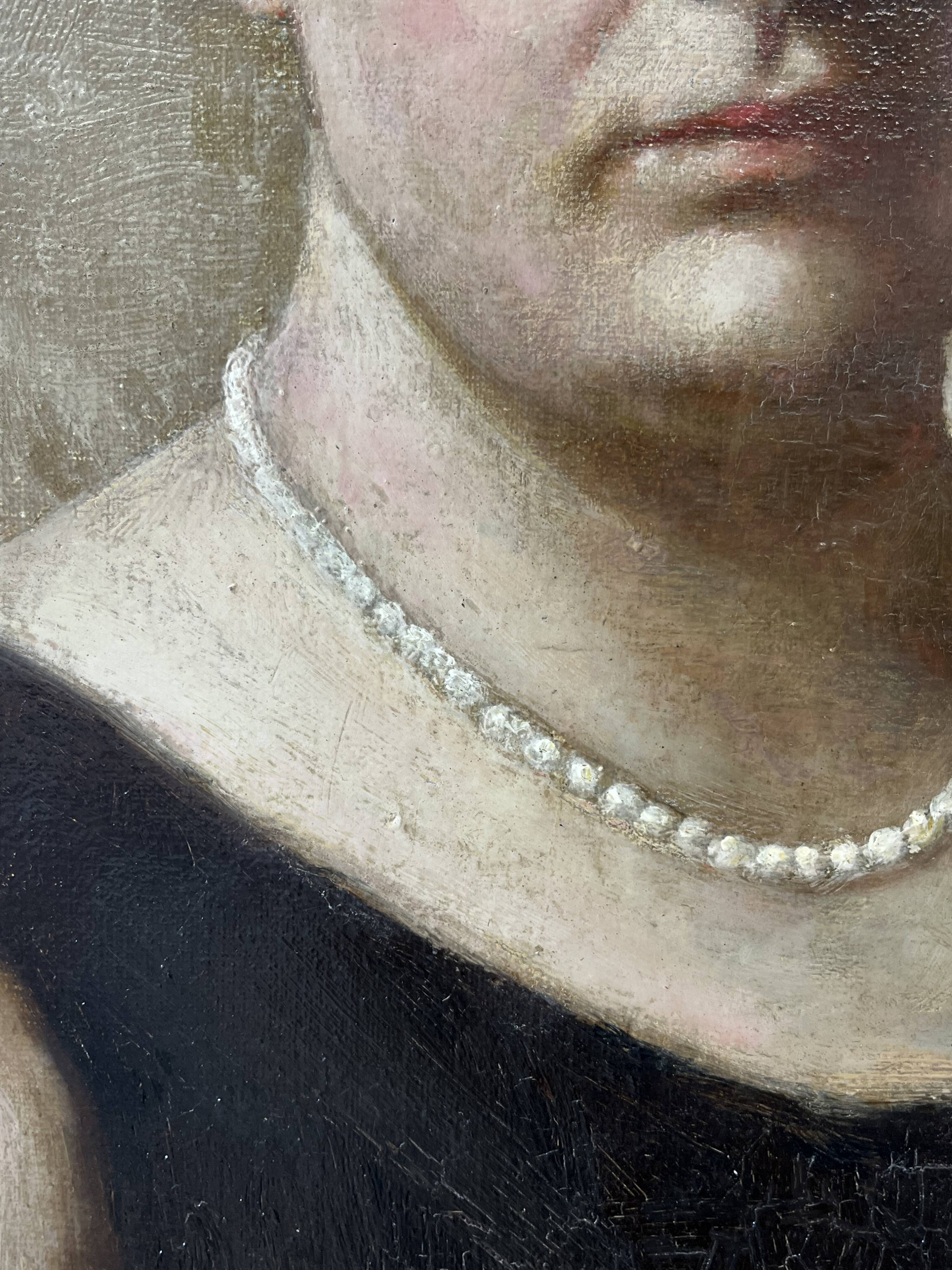 Large portrait of a woman, oil on canvas, signed A.RAMON, 1935, 111 x 152 cm, with frame