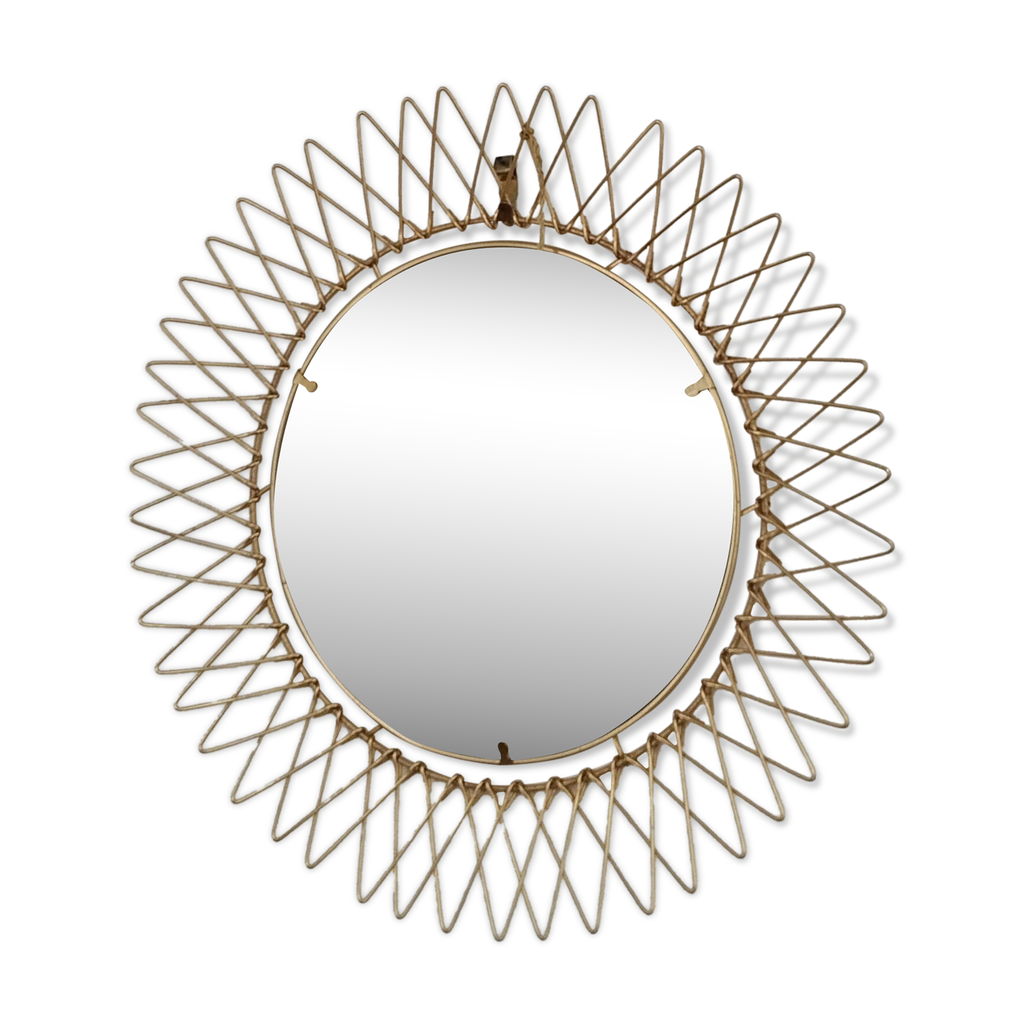 Miroir soleil doré à l'or fin  , pliable, vintage français , Erdecor