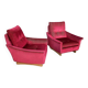 Pair of vintage comfortable armchairs in fabrics probably italian from the 1950s-60s