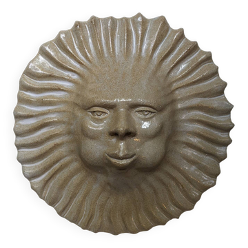 Wall sun in glazed stoneware, handmade.