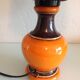 Orange ceramic lamp and brown canned lampshade by Pan Keramik / 60s-70s