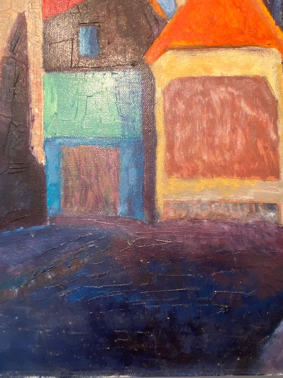 Old painting, cityscape signed and dated 79