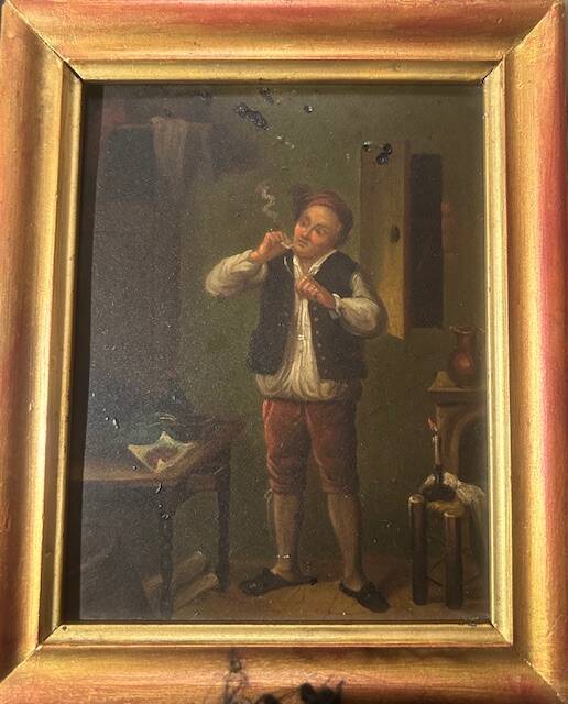 Oil on copper plate 19th century