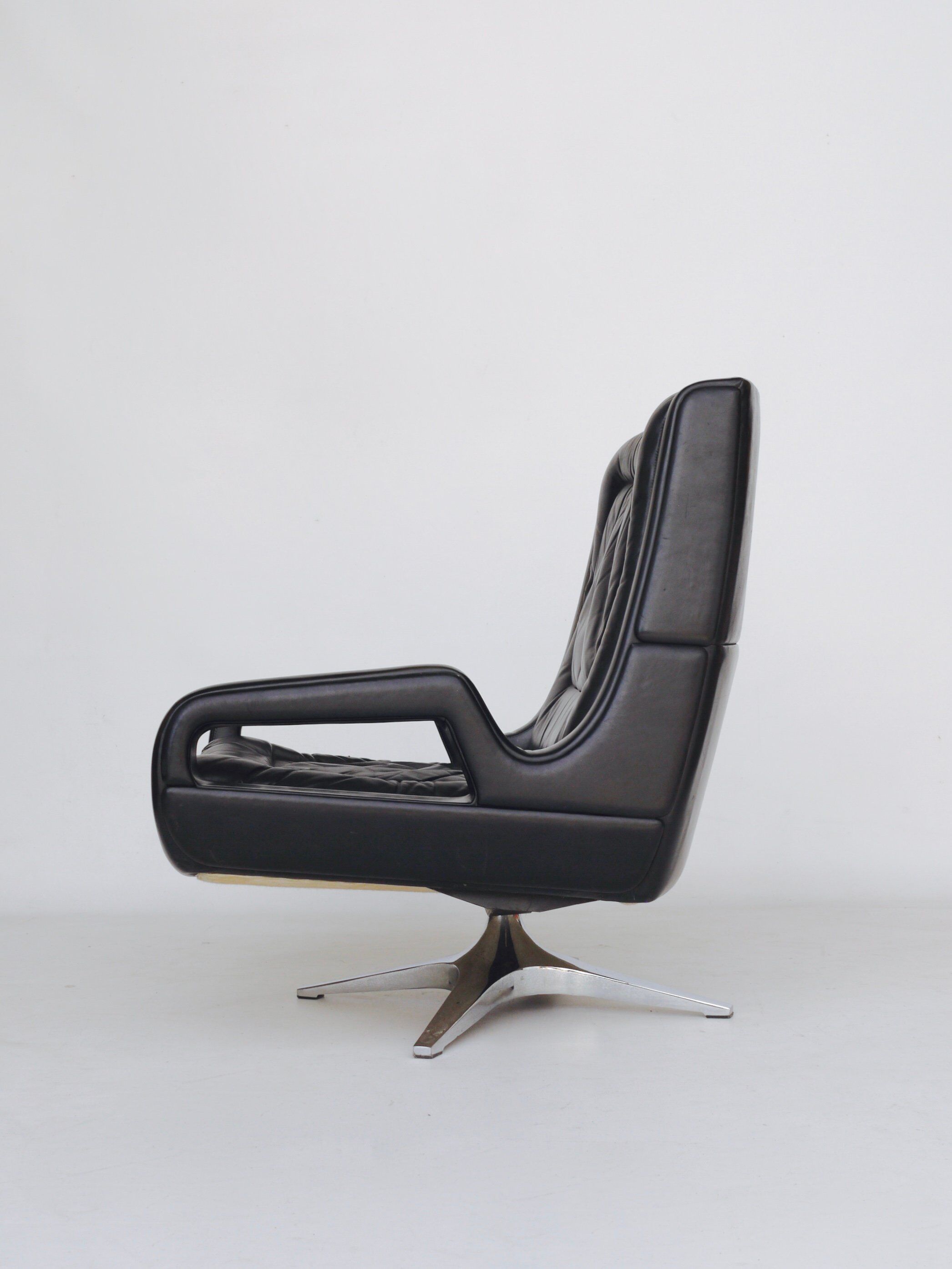 Leather Swivel Lounge Chair. 1960s