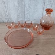 Complete liqueur service in rosaline