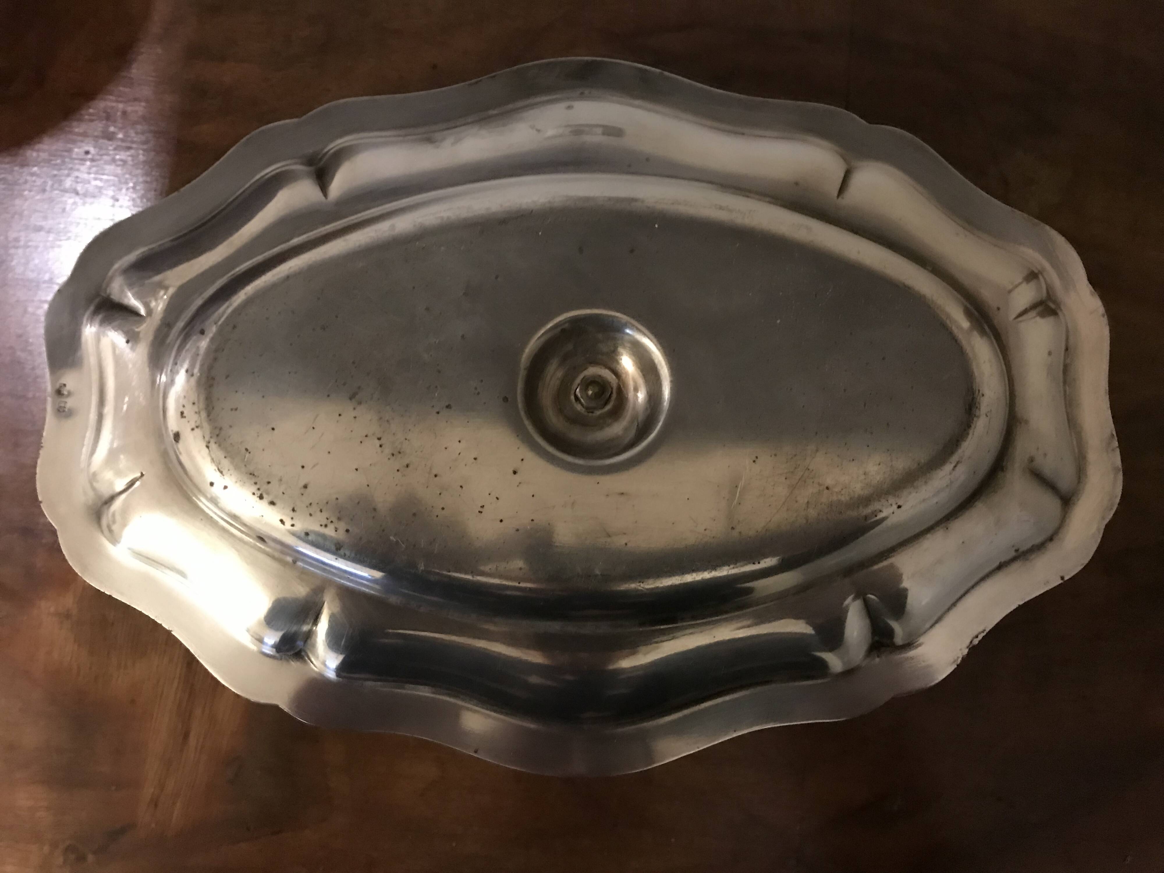 Silver metal sauceboat