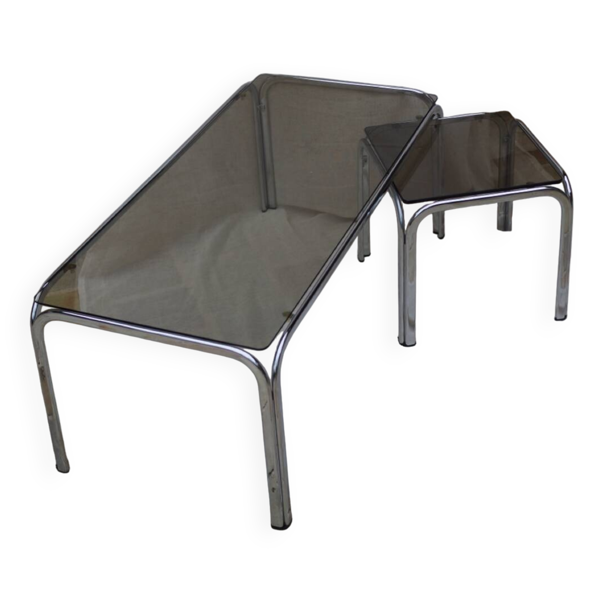 Chrome metal coffee table set