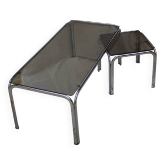 Chrome metal coffee table set