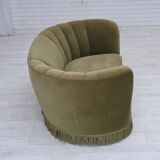 1960s, Danish 2-seater "Banana" sofa, original green furniture velour.