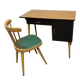 Baumann desk and its matching chair 1960 formica wood and black with green seat