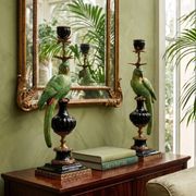 Pair of parrot candlesticks in porcelain and gilded bronze – Louis XVI style – 47 cm
