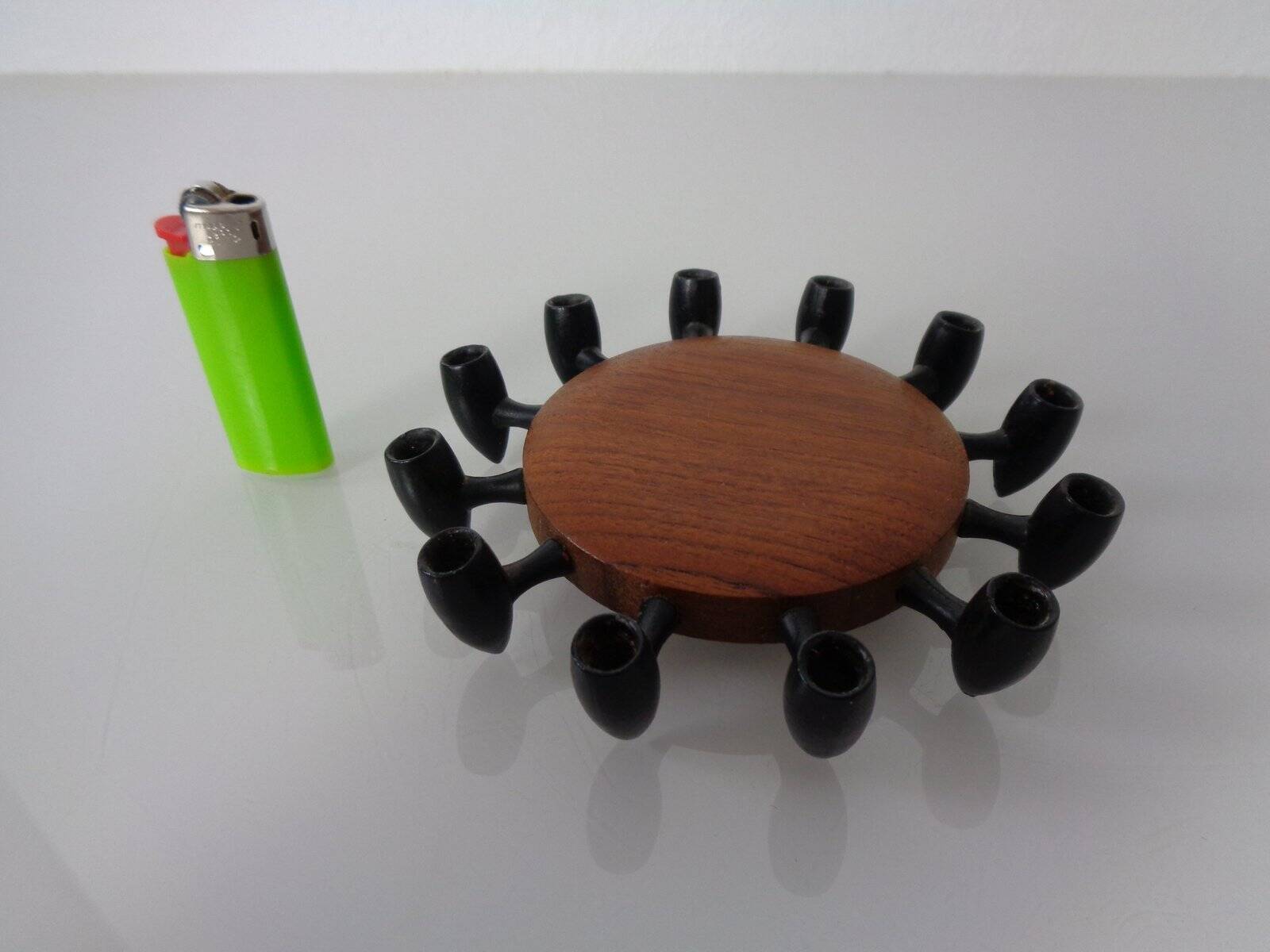 Digsmed Teak and Steel Candleholder, Denmark, 1960s