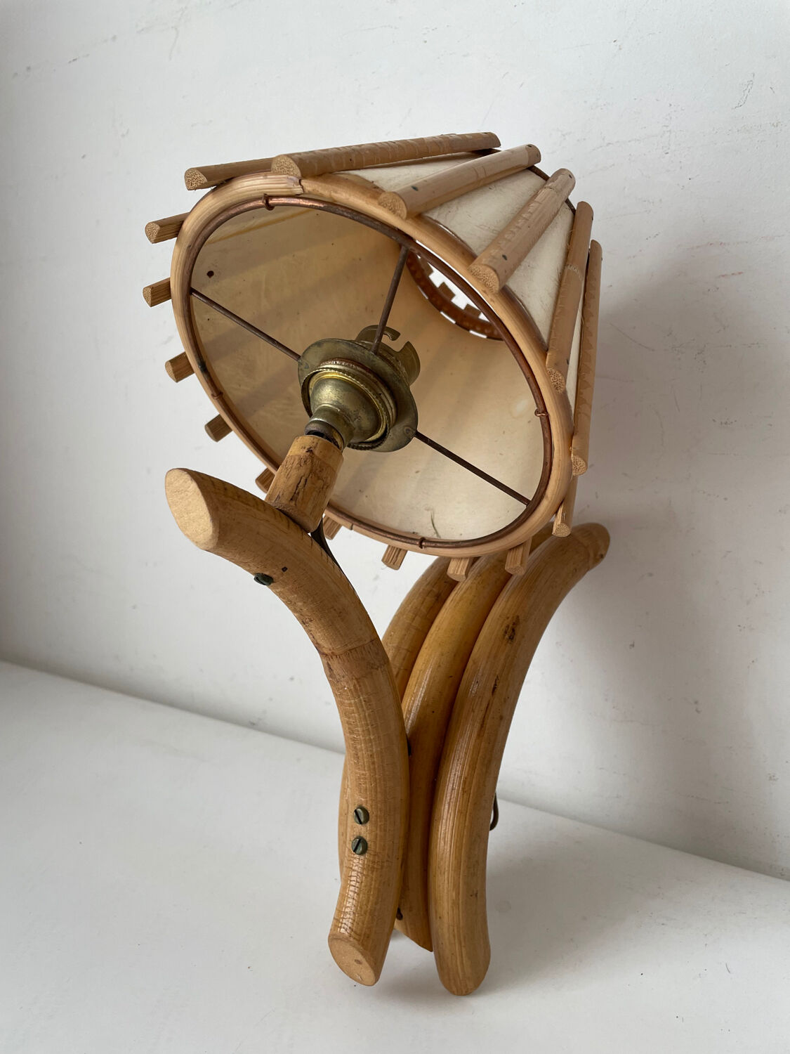 Vintage bamboo wall lamp