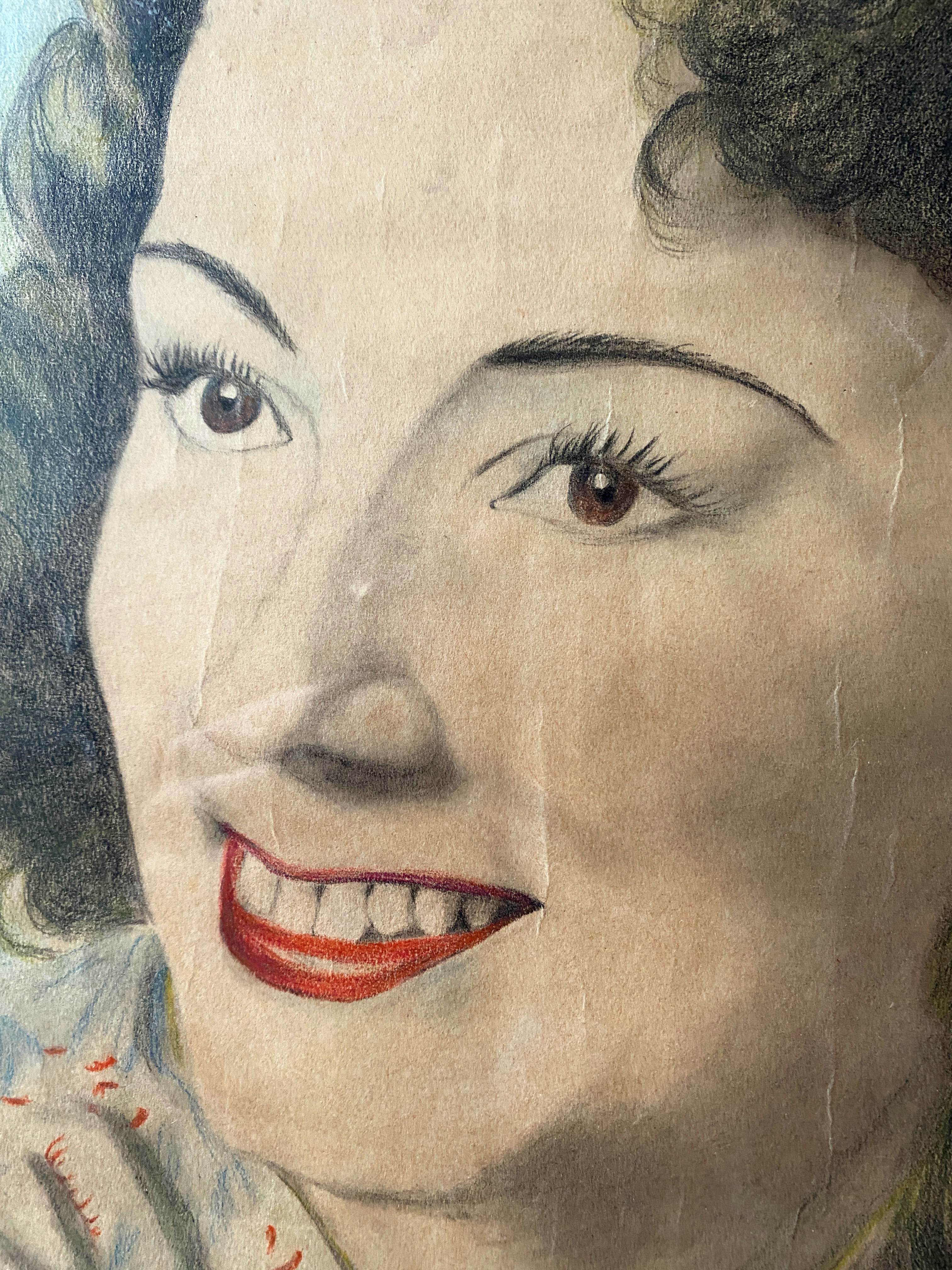 Painting "Portrait of a woman" circa 1945 signed Piero Cirio