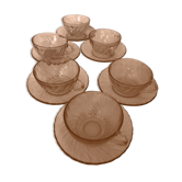 6 cups and saucers Rosaline, Arcoroc