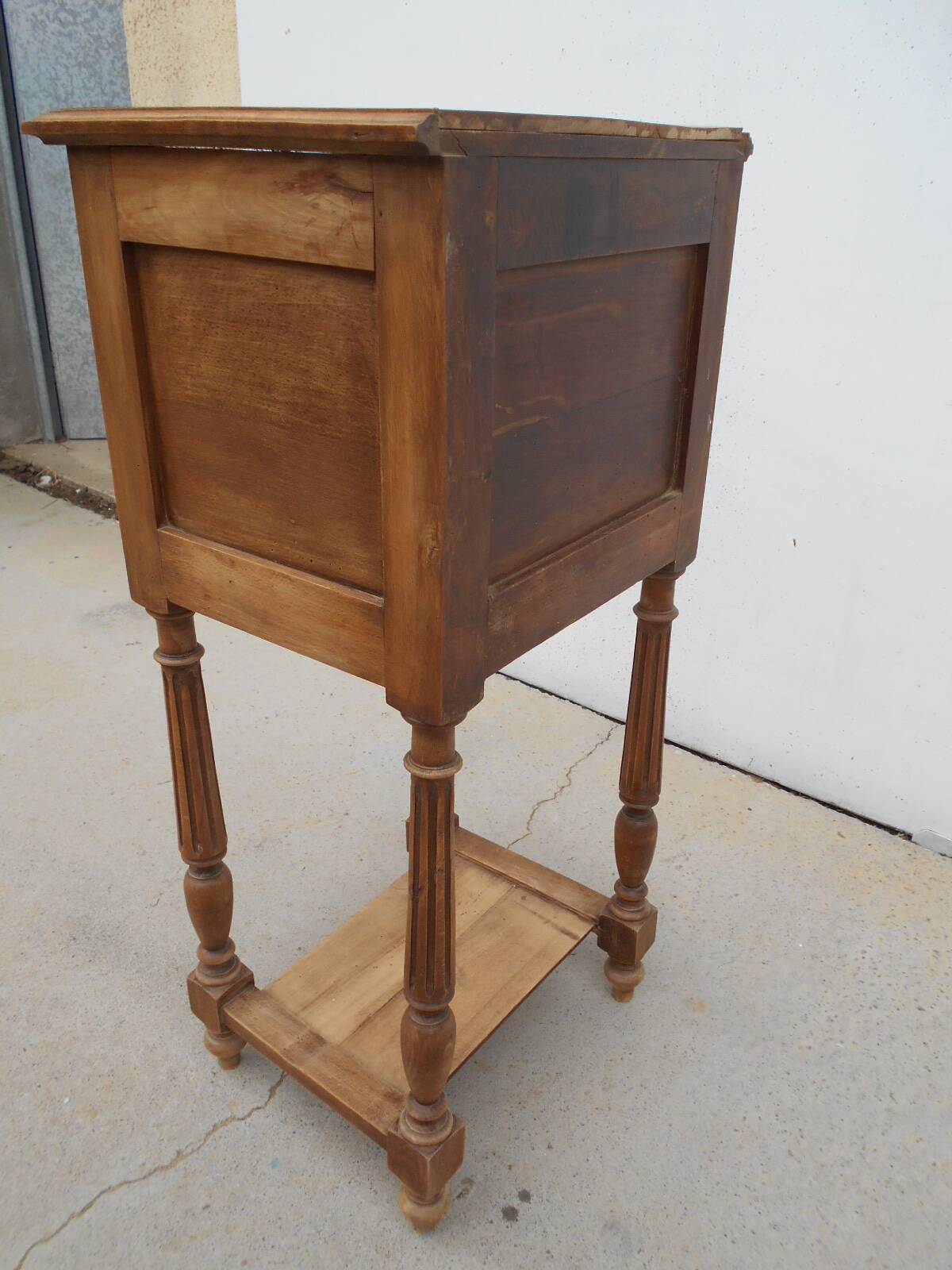 Solid walnut bedside table in Louis XVI style