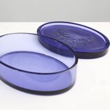 Blue glass Val-Saint-Lambert Vide-Poche, Belgium ca. 1900