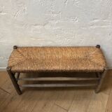 Wooden and straw bench