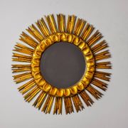 Miroir soleil en bois dorée, mid century, 54cm