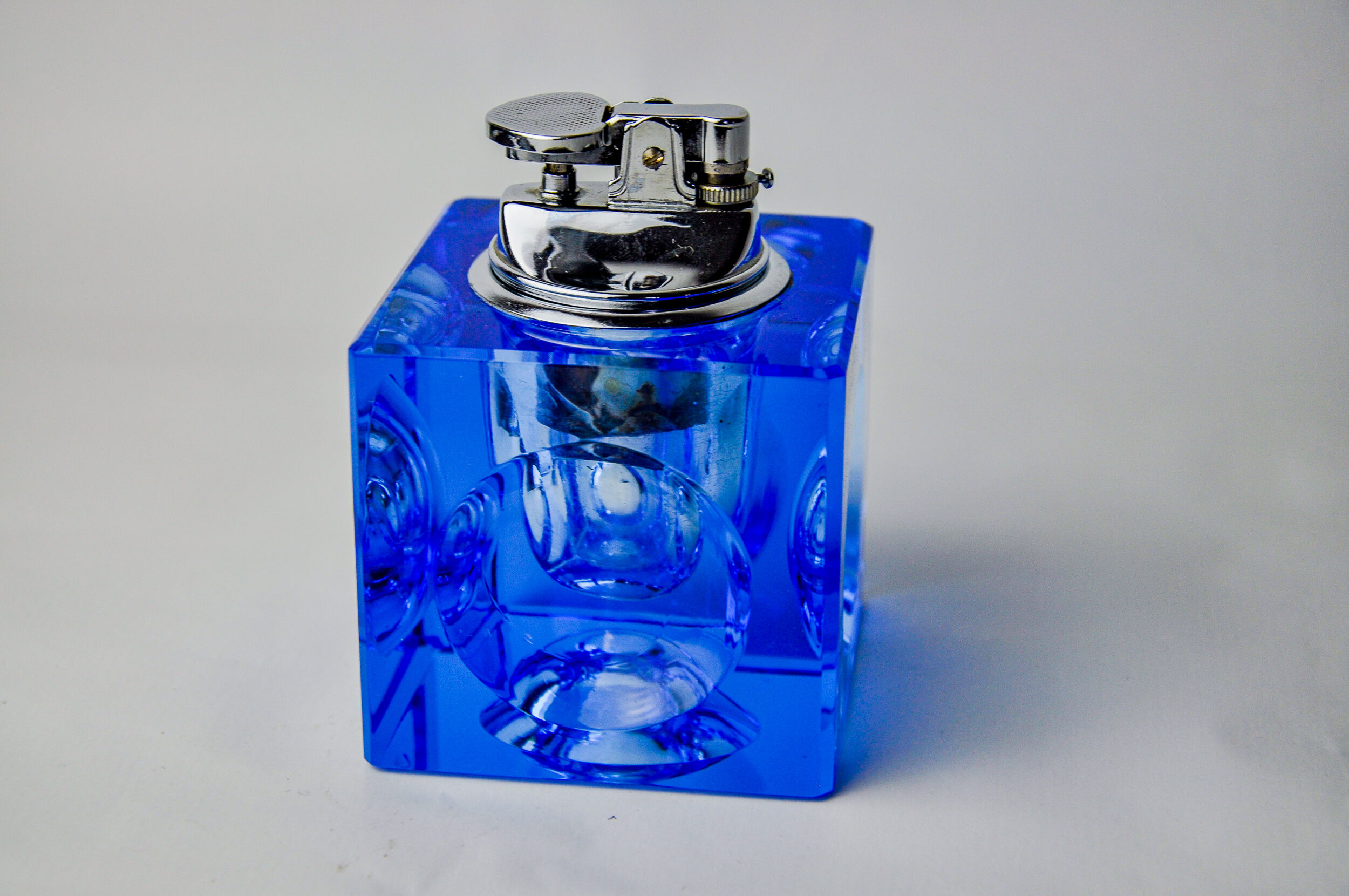Ice lighter by Antonio Imperatore, blue murano glass, Italy, 1970