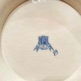 Large soup bowl in Gien earthenware model rooster and peonies