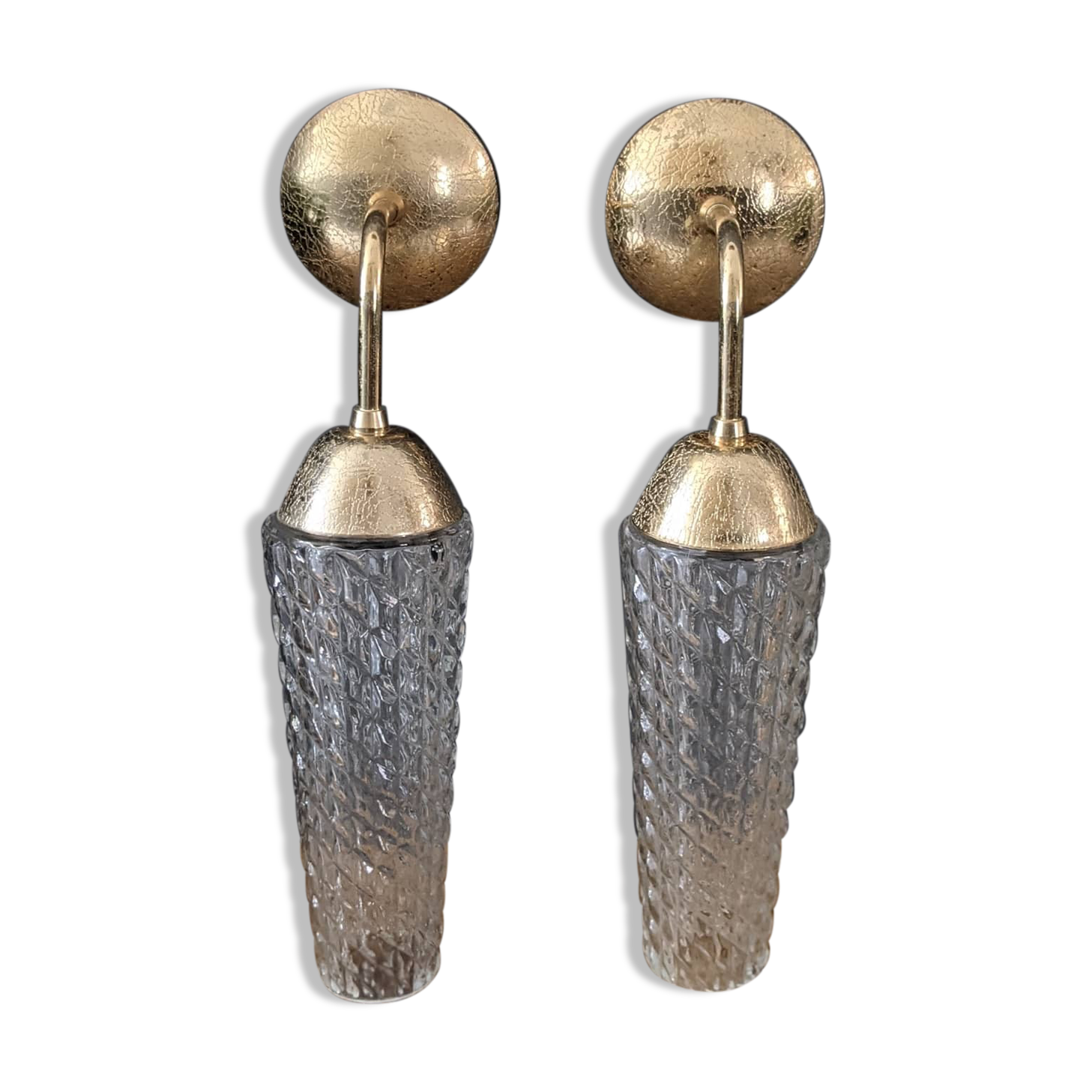 Paires d'appliques vintage verre et laiton