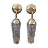 Paires d'appliques vintage verre et laiton