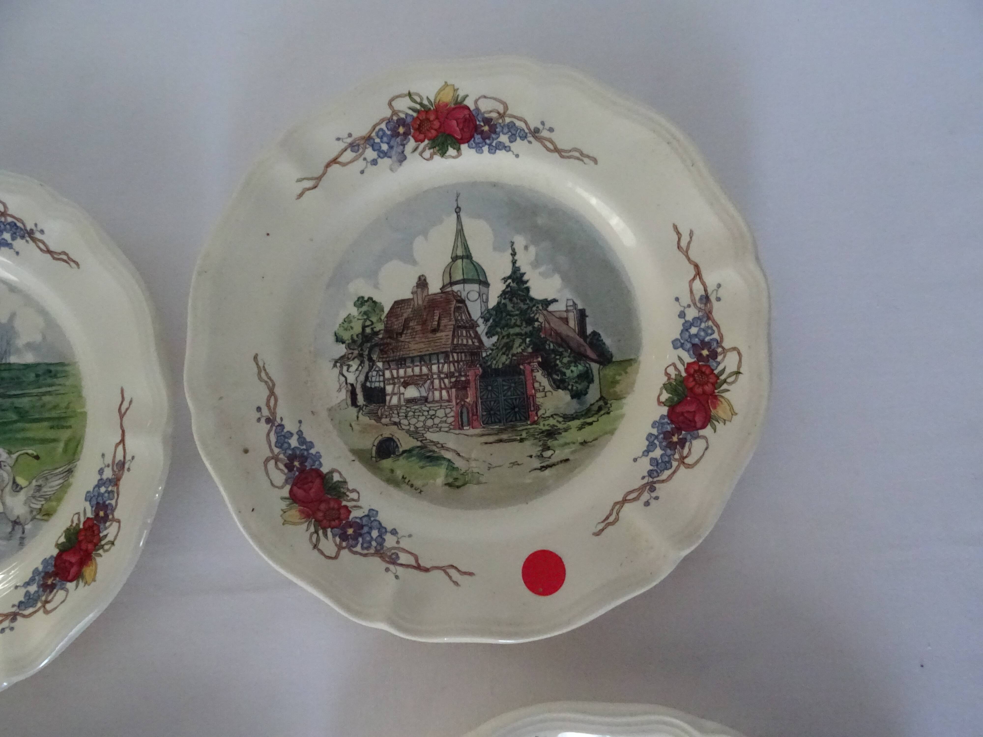 6 dessert plates LOUX Obernai 557112 sarreguemines