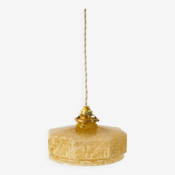 Graphic yellow glass pendant light from Clichy 1930