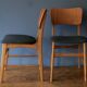 Pair of Danish teak chairs in petrol blue-green, 1960s