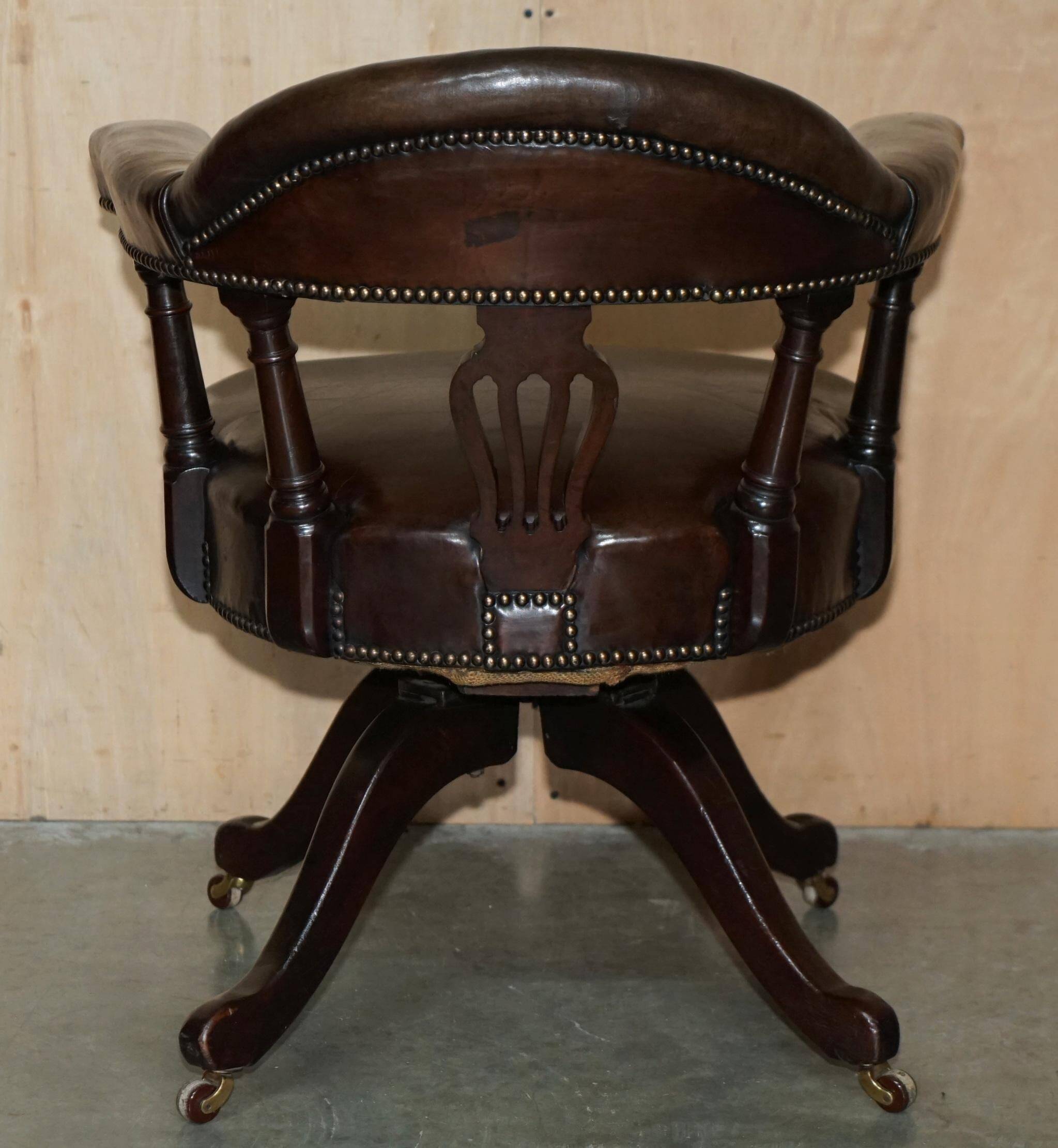 Victorian antique leather captain's chair