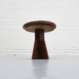 Wabi-sabi Brutalist Wooden Side Table
