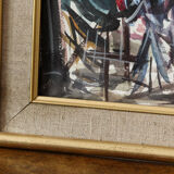 Watercolor Jacques Morel, market scene