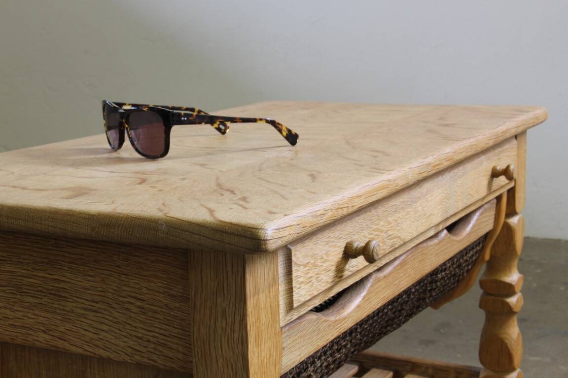 Vintage 1960s Danish oak coffee table, brutalist mid-century, style of Kjærnulf