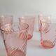 Set of 5 vintage rosaline twisted water glasses