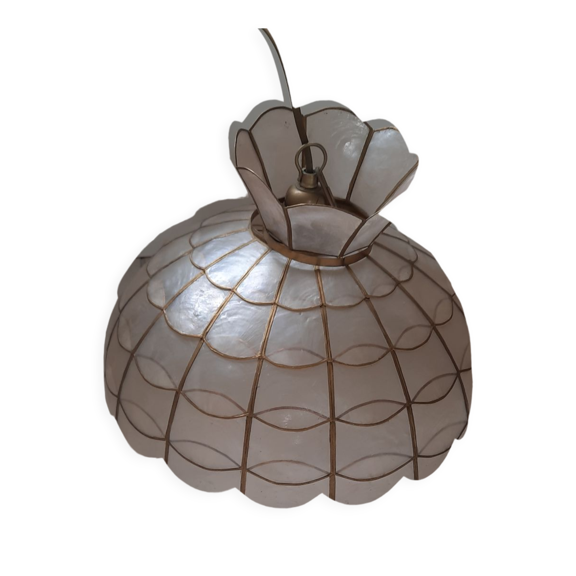 Mother-of-pearl and brass chandelier