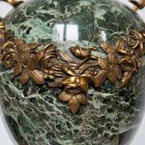 Cassolette, covered vase in green marble, head of rams, LouisXV XIXX