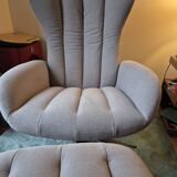Tilburg Bo Concept reclining and swivel armchair with adjustable headrest + Tilburg ottoman
