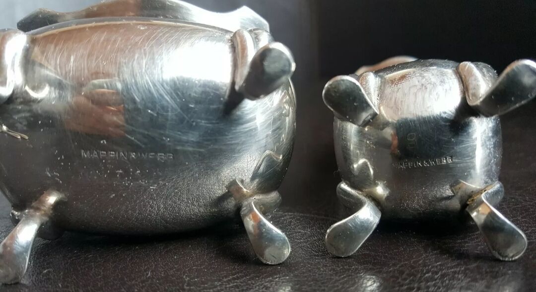 Old condiment set mappin & webb silver metal 20th miniature | Selency