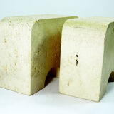 Pair elephant bookends travertine Fratelli Mannelli, 1970s